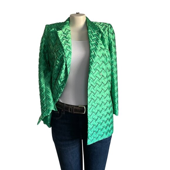 By Egreis Green Waffle Knit Blazer Jacket - S - Picture 5 of 9